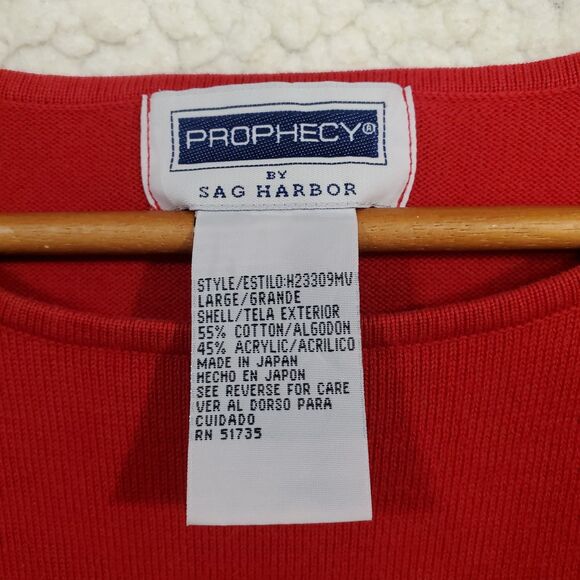 Red Sweater Black Beads 3/4 Sleeves - Prophecy by SAG HARBOR Women's Size Large - Picture 3 of 11
